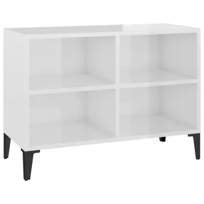 vidaXL TV omarica s kovinskimi nogami visok sijaj bela 69,5x30x50 cm
