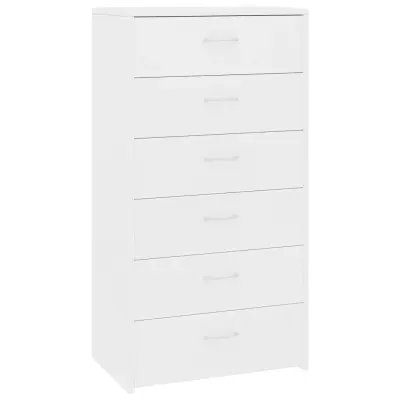vidaXL Komoda s 6 predali bela 50x34x96 cm iverna plošča