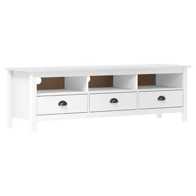 vidaXL TV omarica Hill bela 158x40x47 cm trdna borovina