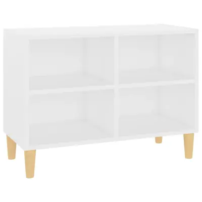 vidaXL TV omarica s trdnimi lesenimi nogami bela 69,5x30x50 cm