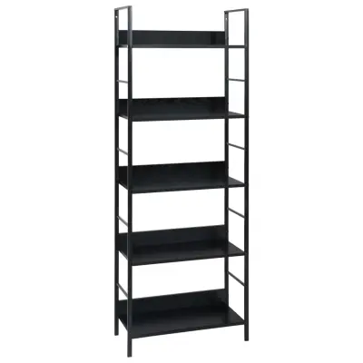 vidaXL Knjižna polica 5-nadstropna črna 60x27,6x158,5 cm inž. les