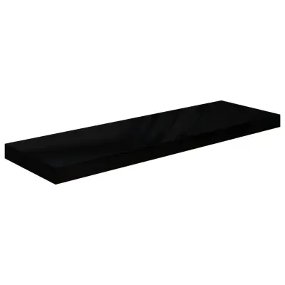 vidaXL Lebdeča polica visok sijaj črna 80x23,5x3,8 cm MDF