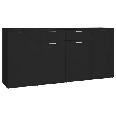 vidaXL Komoda črna 160x36x75 cm iverna plošča