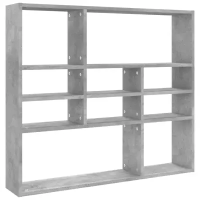 vidaXL Stenska polica betonsko siva 90x16x78 cm inženirski les