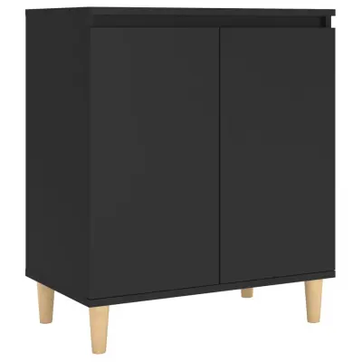 vidaXL Komoda z lesenimi nogami črna 60x35x70 cm iverna plošča