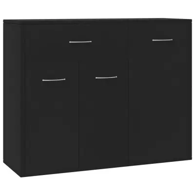 vidaXL Komoda črna 88x30x70 cm iverna plošča