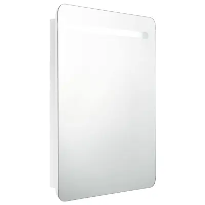 vidaXL LED kopalniška omarica z ogledalom sijoče bela 60x11x80 cm