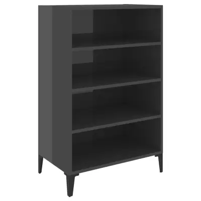 vidaXL Komoda visok sijaj siva 57x35x90 cm iverna plošča