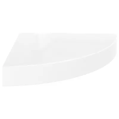 vidaXL Kotna polica visok sijaj bela 25x25x3,8 cm MDF