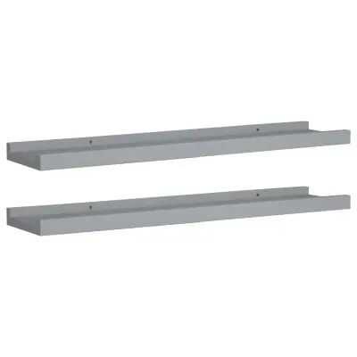 vidaXL Police z robom 2 kosa sive 60x9x3 cm mediapan