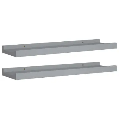 vidaXL Police z robom 2 kosa sive 40x9x3 cm mediapan