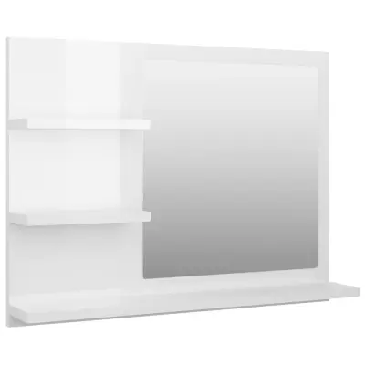 vidaXL Kopalniško ogledalo visok sijaj belo 60x10,5x45 cm iverna pl.