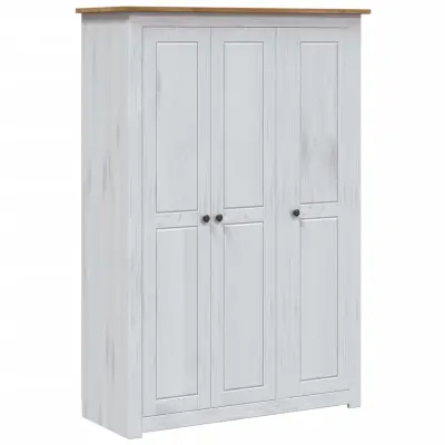 vidaXL Garderobna omara s 3 predali bela 118x50x171,5 cm Panama Range