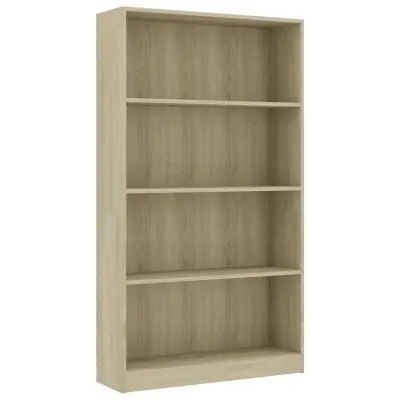 vidaXL Knjižna omara 4-nadstropna sonoma hrast 80x24x142 cm iverna pl.