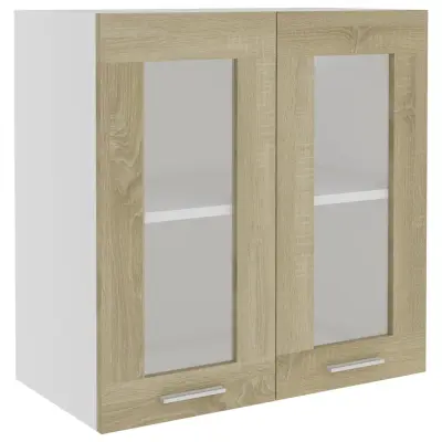 vidaXL Viseča steklena omarica “Lyon” sonoma hrast 60x31x60 cm