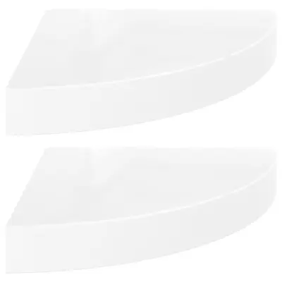 vidaXL Kotne police 2 kosa visok sijaj bele 25x25x3,8 cm MDF