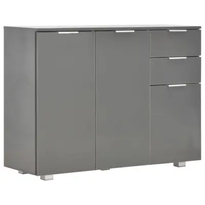 vidaXL Komoda visok sijaj siva 107x35x80,5 cm