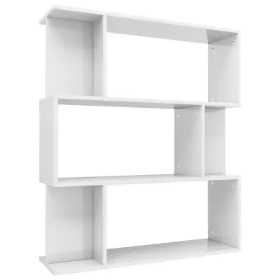 vidaXL Knjižna omara/paravan visok sijaj bela 80x24x96 cm