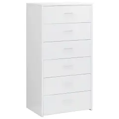 vidaXL Komoda s 6 predali visok sijaj bela 50x34x96 cm iverna plošča