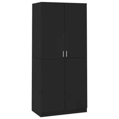 vidaXL Garderobna omara črna 90x52x200 cm iverna plošča