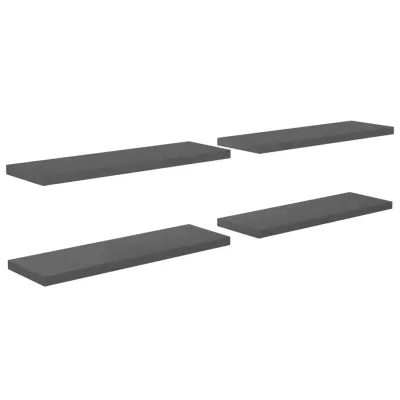 vidaXL Stenske police 4 kosi visok sijaj sive 120x23,5x3,8 cm MDF