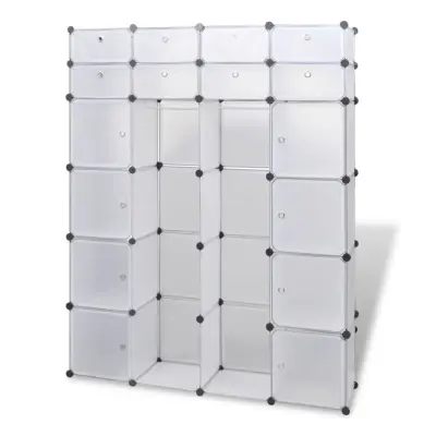 vidaXL Modularna omara z 18 predelki bela 37x146x180,5 cm