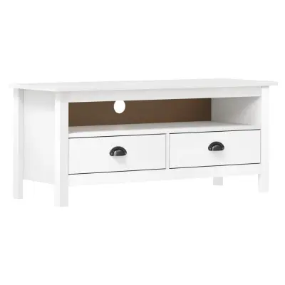 vidaXL TV omarica Hill bela 110x40x47 cm trdna borovina