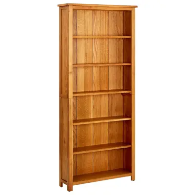 vidaXL Knjižna omara 6-nadstropna 80x22,5x180 cm trdna hrastovina