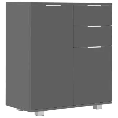 vidaXL Komoda visok sijaj siva 71x35x80 cm iverna plošča