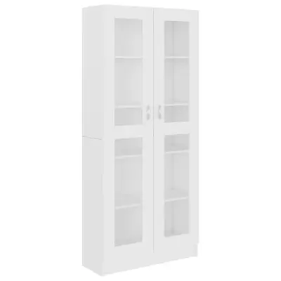 vidaXL Vitrina bela 82,5x30,5x185,5 cm iverna plošča