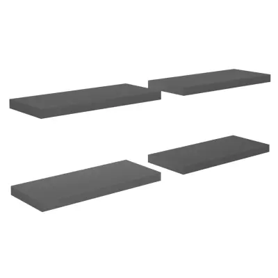 vidaXL Stenske police 4 kosi visok sijaj sive 60x23,5x3,8 cm MDF