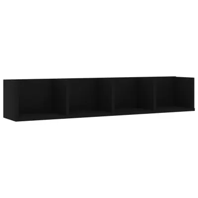 vidaXL Stenska polica za CD plošče črna 100x18x18 cm inženirski les
