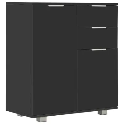 vidaXL Komoda visok sijaj črna 71x35x80 cm iverna plošča