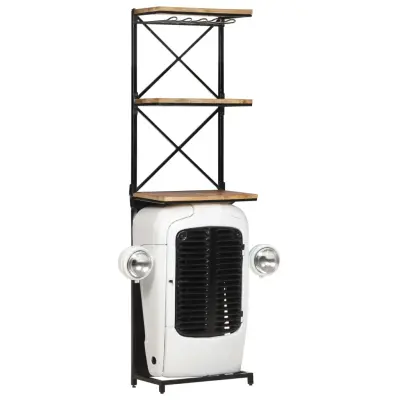 vidaXL Omarica za vino traktor bela 49x31x172 cm robusten mangov les