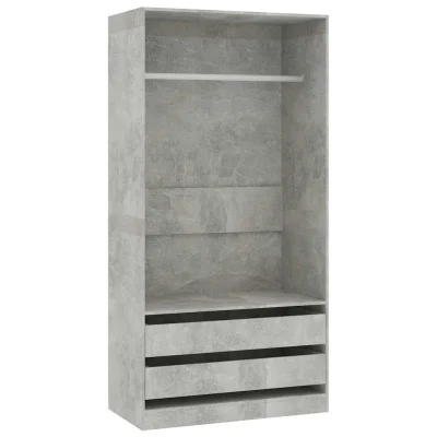 vidaXL Garderobna omara betonsko siva 100x50x200 cm iverna plošča
