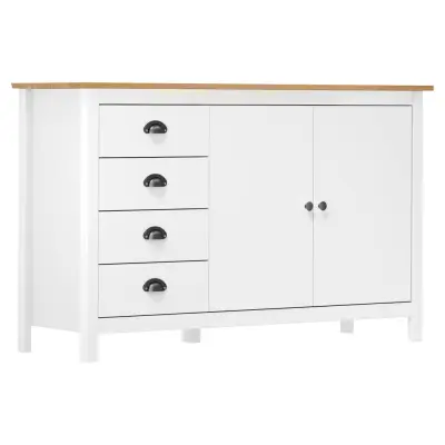 vidaXL Komoda Hill bela 130x40x80 cm trdna borovina
