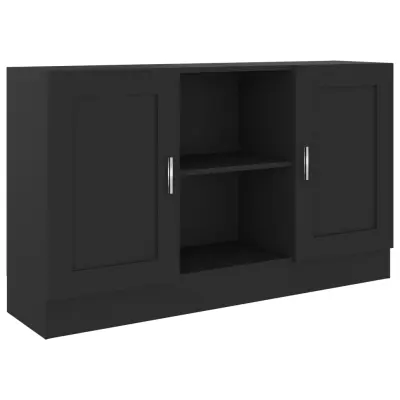 vidaXL Komoda črna 120x30,5x70 cm iverna plošča