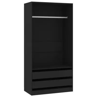 vidaXL Garderobna omara črna 100x50x200 cm iverna plošča