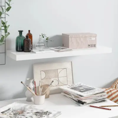 vidaXL Lebdeča polica visok sijaj bela 80x23,5x3,8 cm MDF