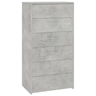 vidaXL Komoda s 6 predali betonsko siva 50x34x96 cm iverna plošča