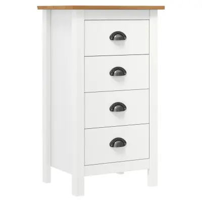 vidaXL Komoda Hill bela 46x35x80 cm trdna borovina