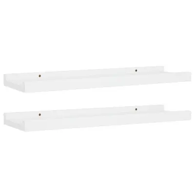 vidaXL Police z robom 2 kosa bele 40x9x3 cm mediapan
