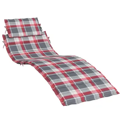 vidaXL Blazina za ležalnik rdeča karo 186x58x4 cm oxford tkanina