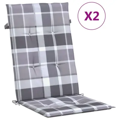 vidaXL Blazine za vrtne stole 2 kosa sive karo 120x50x3 cm blago