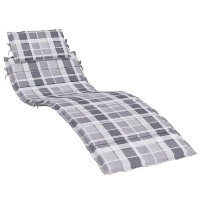 vidaXL Blazina za ležalnik siva karo 186x58x4 cm oxford tkanina
