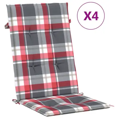 vidaXL Blazine za vrtne stole 4 kosi rdeče karo 120x50x3 cm blago