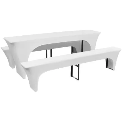3 bele prevleke za gasilske mize in klopi raztegljive 220 x 50 x 80 cm