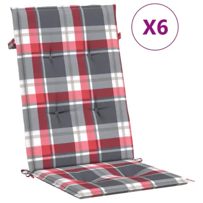 vidaXL Blazine za vrtne stole 6 kosov rdeče karo 120x50x3 cm blago