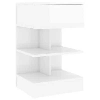 vidaXL Nočna omarica visok sijaj bela 40x35x65 cm iverna plošča