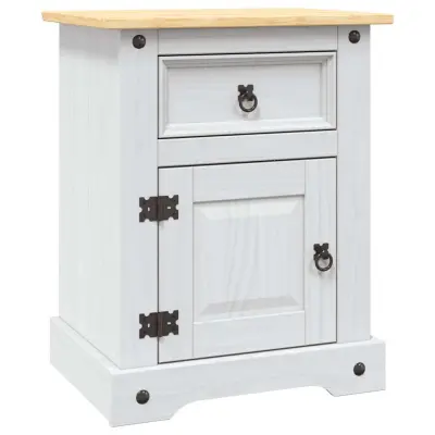 vidaXL Nočna omarica mehiška borovina Corona Range bela 53x39x67 cm